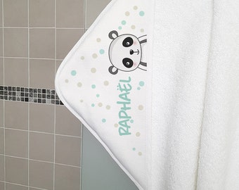 Cape de bain bébé personnalisée avec prénom Panda