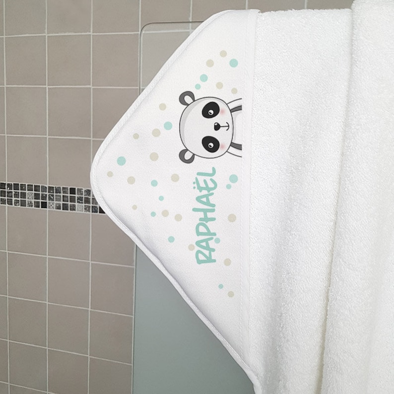 Cape de bain bébé personnalisée avec prénom Panda image 1