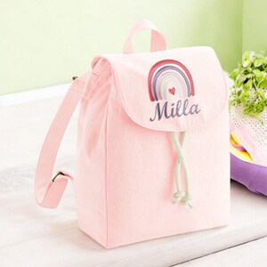 Sac à dos cartable enfant personnalisé crèche / maternelle fille arc en ciel