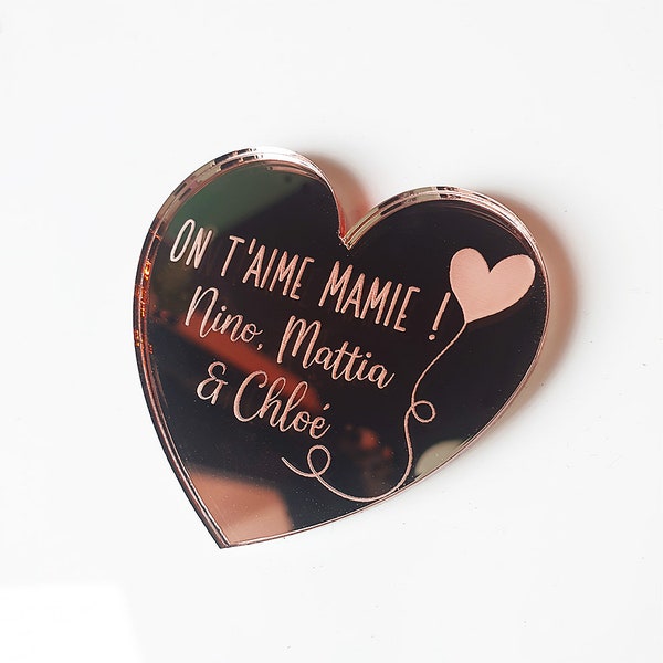 Aangepaste magneet We love you oma spiegel rose goud