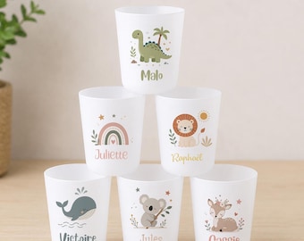 Gobelet plastique enfant personnalisé avec prénom pour l'école, la crèche, la maison/Verre incassable/Gobelet maternelle/Little wild