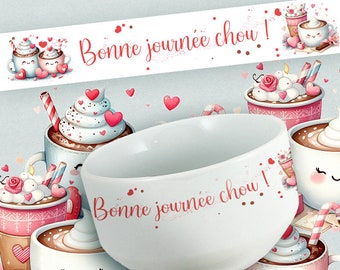 Bol personnalisable cupcake amoureux, st Valentin, coeur, couple, pour femme ou homme