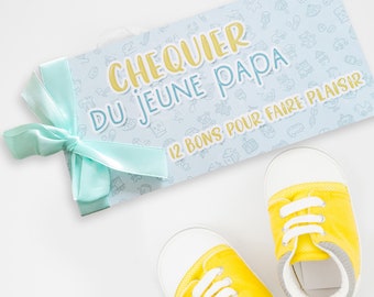 Chéquier du jeune papa ou futur papa - Cadeau original - Boîte à papa