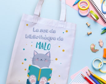 Tote bag custom child bag for cat bookcase