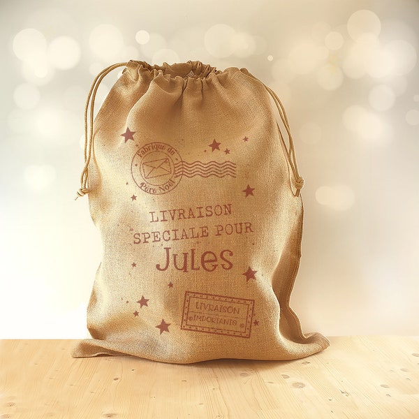 Hotte de Noël Vintage, Jute personnalisée XXL