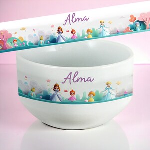 Personalized bowl with first name - Princesses, magical world