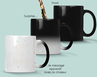 Magic mug customizable with your text -Pregnancy announcement|Future Dad gift idea|Grandparents pregnancy announcement