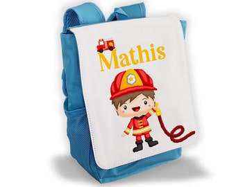 Personalised child nursery/kindergarten firefighter backpack