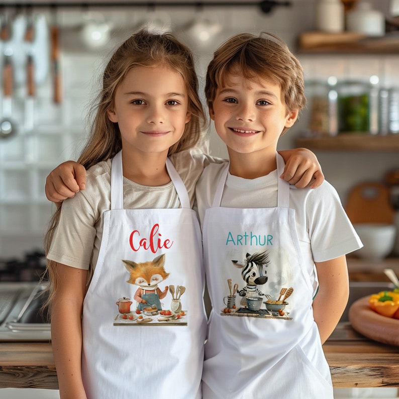 Tablier cuisine enfant personnalisé Animal au choix image 1