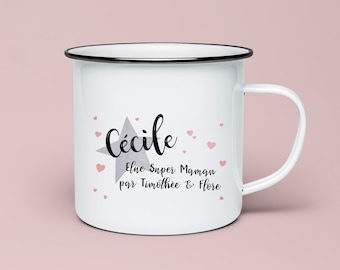 Tasse émaillée personnalisable Super maman