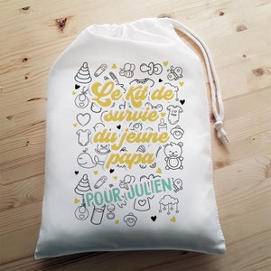 Grande pochette personnalisé pour jeune ou futur papa - Kit de survie - Boîte à papa