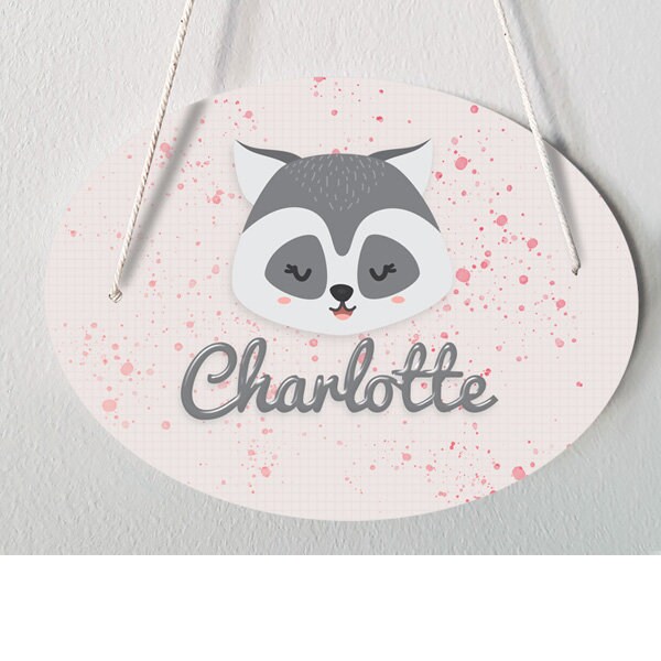 Plaque de Porte Personnalisée avec Prénom Raton Laveur