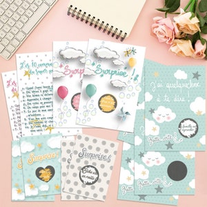 Pack Annonce de grossesse + demande parrain marraine|Annonce grossesse originale|Carte à gratter|Annonce grossesse personnalisé à gratter