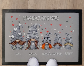 Tapis de porte personnalisé Notre famille Gnomes