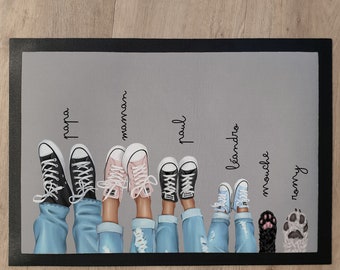 Tapis de porte personnalisé famille Baskets