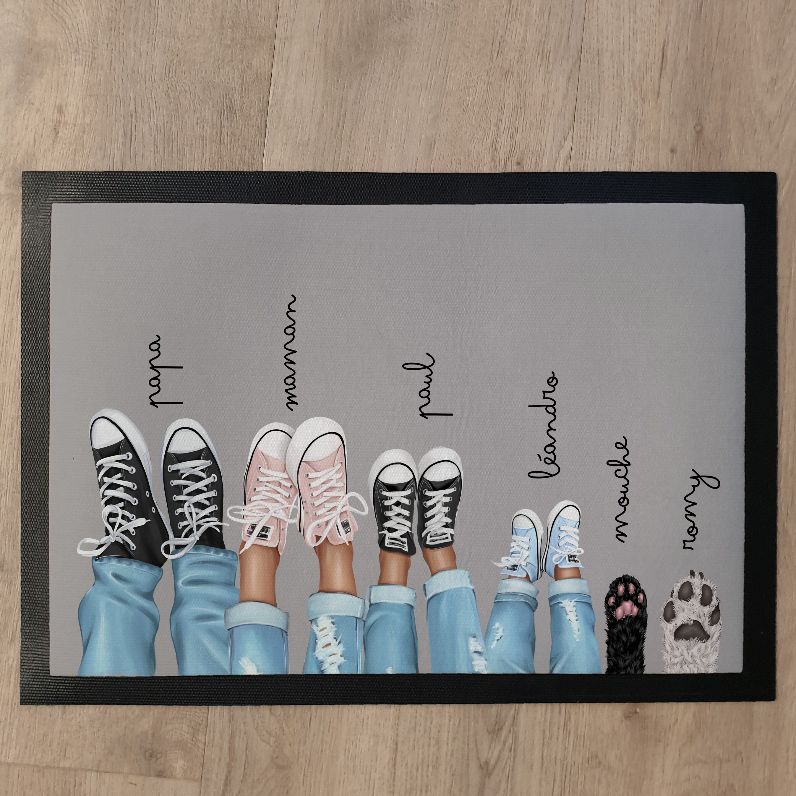 Tapis de Porte Personnalisé Famille Baskets