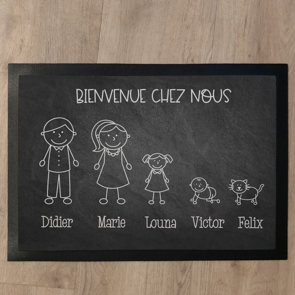 Tapis de porte personnalisé famille famille