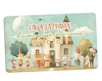 Magnet en liège Merci crèche, école,  nounou, maîtresse, ATSEM, AESH