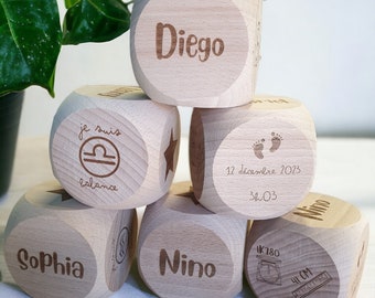 Giant personalized wooden birth cube / dice
