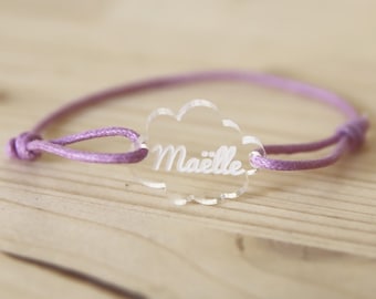 Bracelet gravet personnalisé avec prénom enfant - Nuage