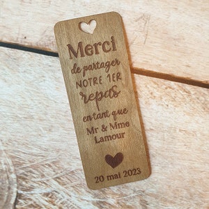 Etiquettes en papier bois Merci pour couverts Mariage image 4