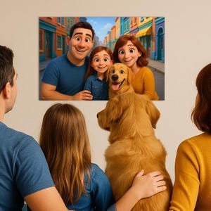 Placa de pared de aluminio personalizada estilo Pixar/Disney – A partir de tu foto – Decoración original familiar o en pareja