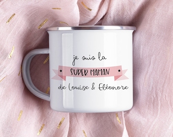 Tasse émaillée personnalisable Super maman