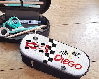 Trousse personnalisée avec prénom Voiture de course