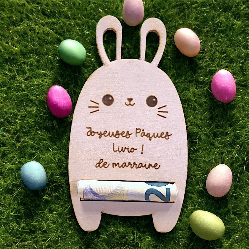 Personalized Easter ticket holder rabbit image 1