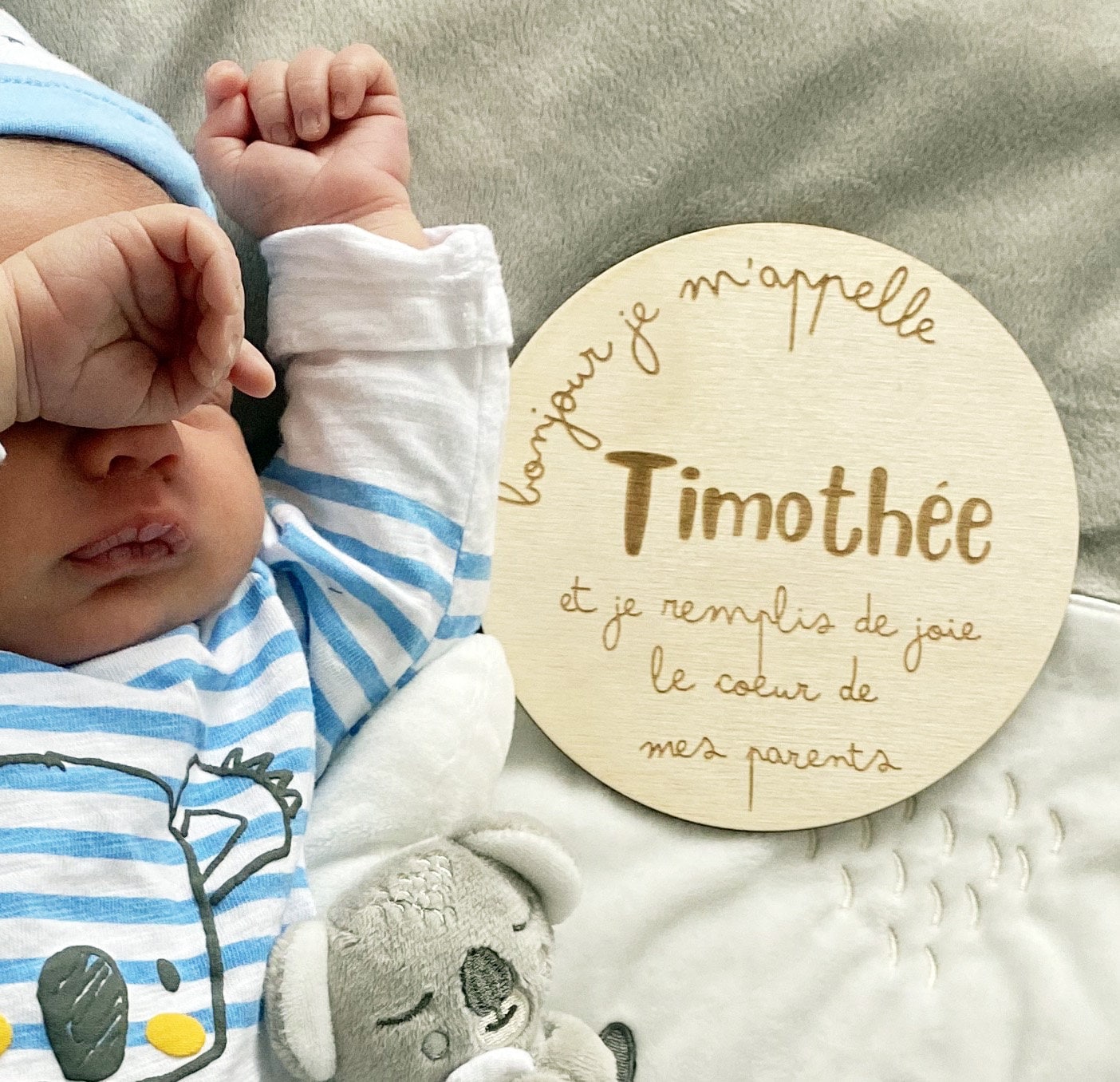 Engraved wooden plaque Personalized birth announcement