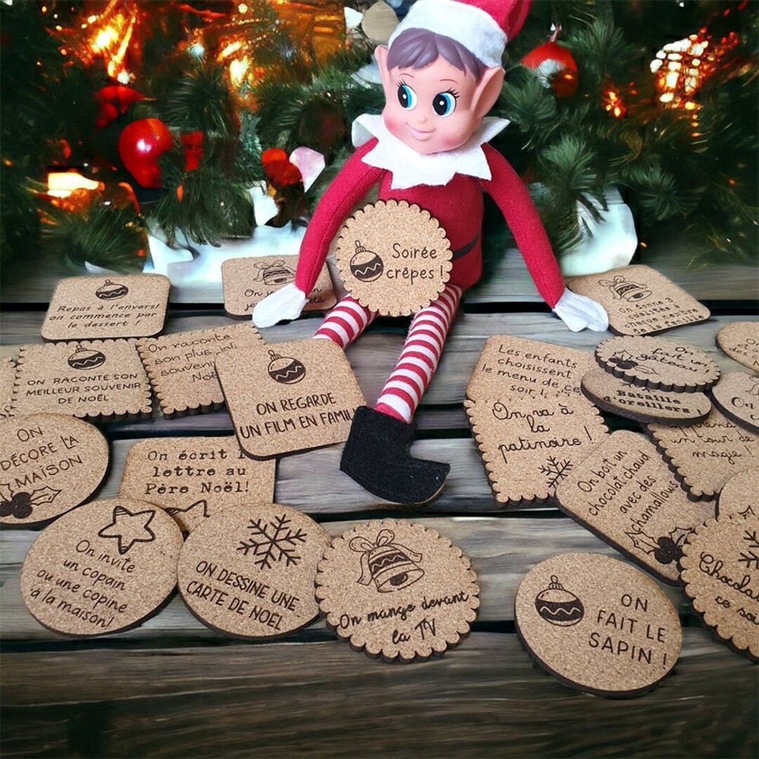 Calendrier de l'avent immatériel du lutin farceur 25 jetons en liège