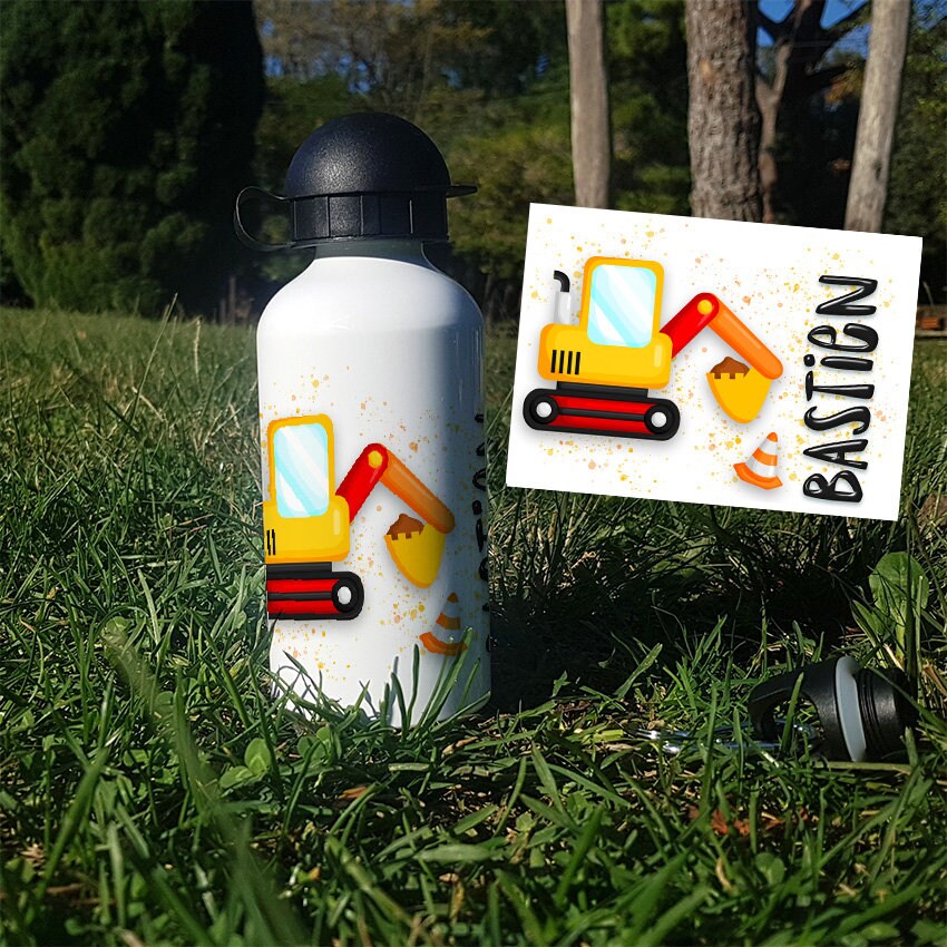 Gourde Personnalisée Prénom Tractopelle