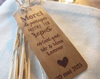 Etiquettes en papier bois Merci pour couverts Mariage