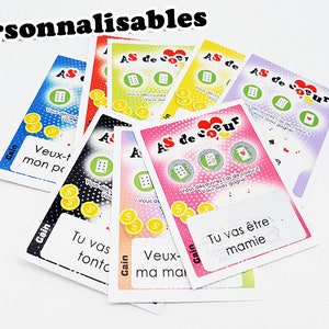 Ticket à gratter As de coeur avec message personnalisé|Annonce grossesse originale|Carte à gratter|Annonce grossesse personnalisé à gratter