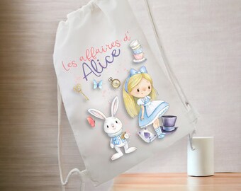 Customizable children's sports bag Alice in Wonderland