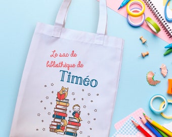 Tote bag sac enfant personnalisé pour bibliothèque Livres