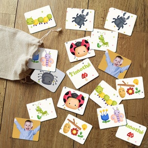 Jeu de mémoire modèle Insectes personnalisé avec photo & prénom de l'enfant