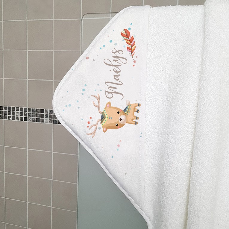 Cape de Bain Bébé Personnalisée avec Prénom Daim