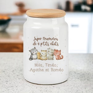 Pot à biscuits personnalisé|Pot à cookies|Boîte biscuits|pot céramique personnalisable|cadeau fête des mamies|cadeau grand mère|modèle Chats