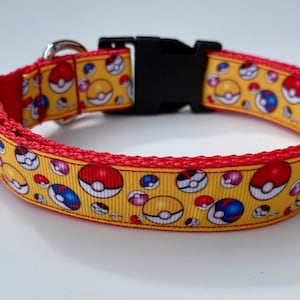 Pokemon Balls Pikachu And Friends dog collar - Fun colourful dog collar - Gaming Cosplay Charmander Squirtle Bulbasaur