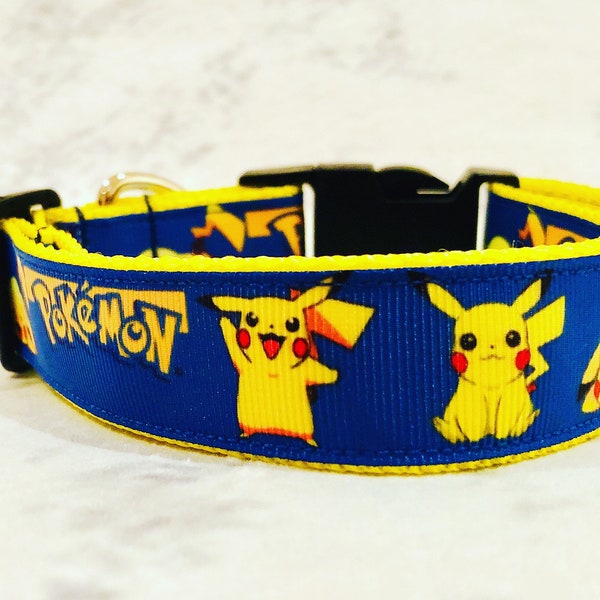 Pokemon Pikachu Blue Yellow dog collar - Fun colourful dog collar - Gaming Cosplay