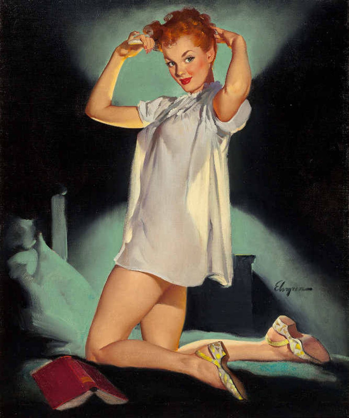 Rest Assured 1952 Gil Elvgren Vintage Pin Up Art Poster Etsy