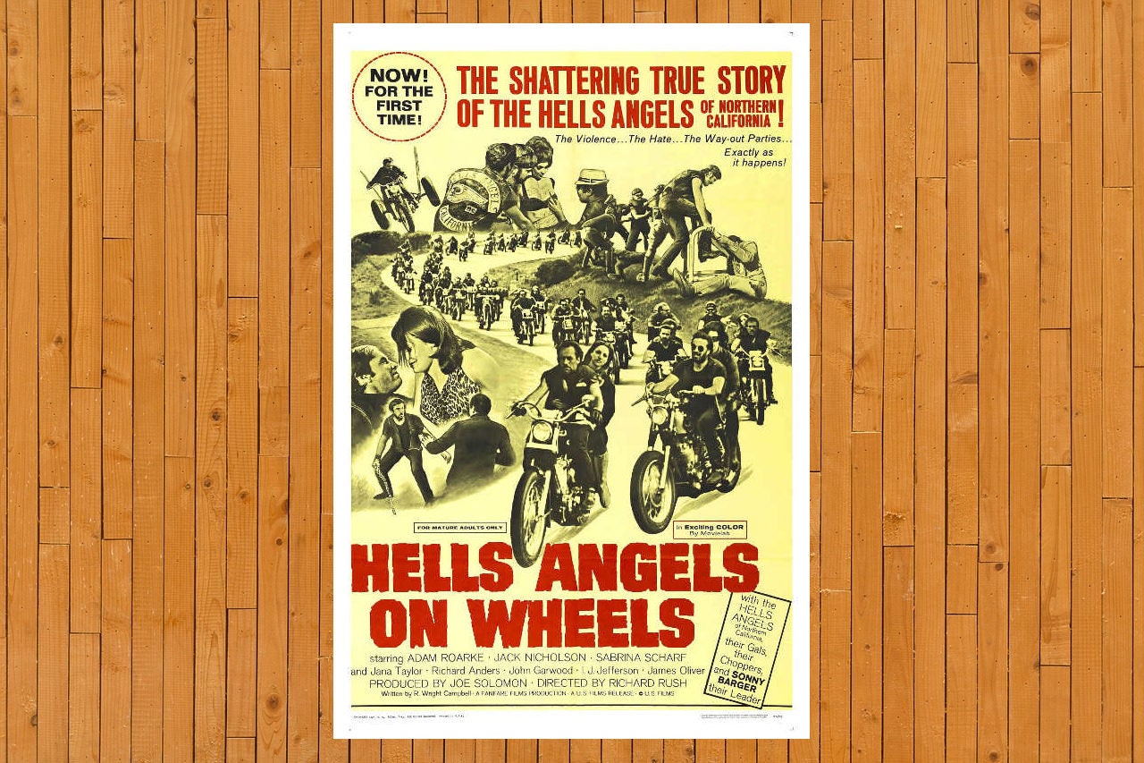 1967 Hells Angels on Wheels Vintage Motorcycle Movie Poster Print