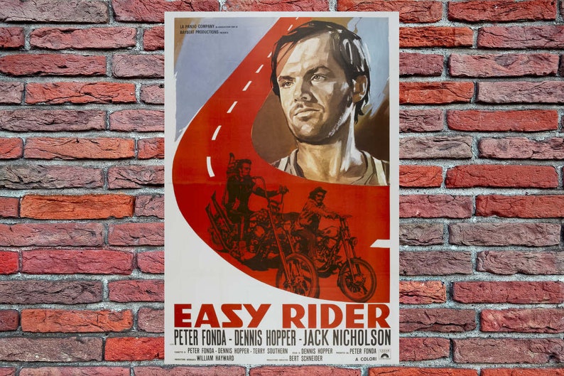 Poster Rider 1969 Easy Rider With Peter Fonda ITALY B Vintage Motorcycle Movie ...
