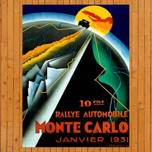 1931 Monte Carlo Rallye Grand Prix Vintage Auto Racing Poster Digital Print Download