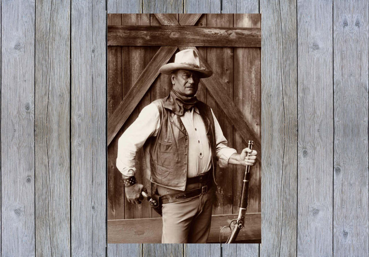 Tapisserie Murale Vintage John Wayne Cowboy - 53x35 Pouces - Coton - Turquie