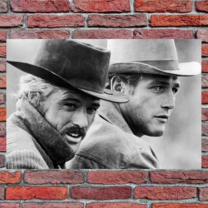 Butch Cassidy and the Sundance Kid B&W photo movie vintage poster print