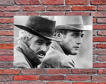 Butch Cassidy and the Sundance Kid B&W photo movie vintage poster print