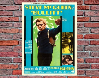 1968 Bullitt with Steve McQueen vintage movie poster print Italy