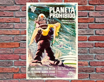 1956 Forbidden Planet vintage science fiction movie poster print SPANISH